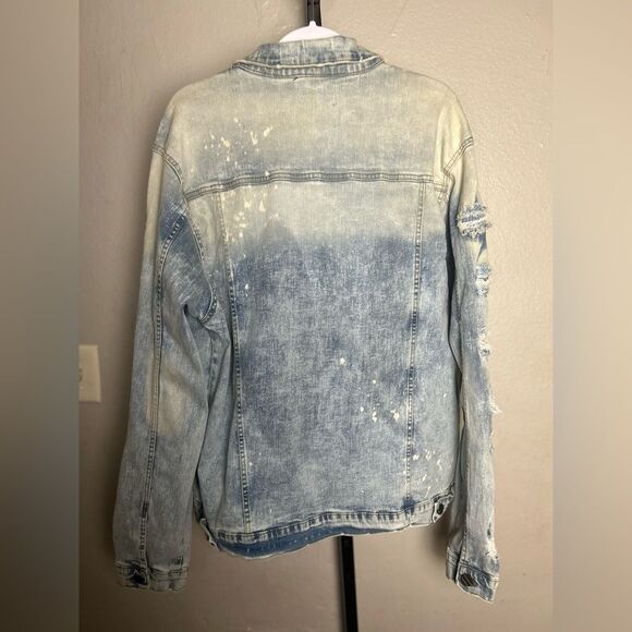 NWT FWRD Distressed Denim Jacket Mens 2XL - Picture 2 of 6